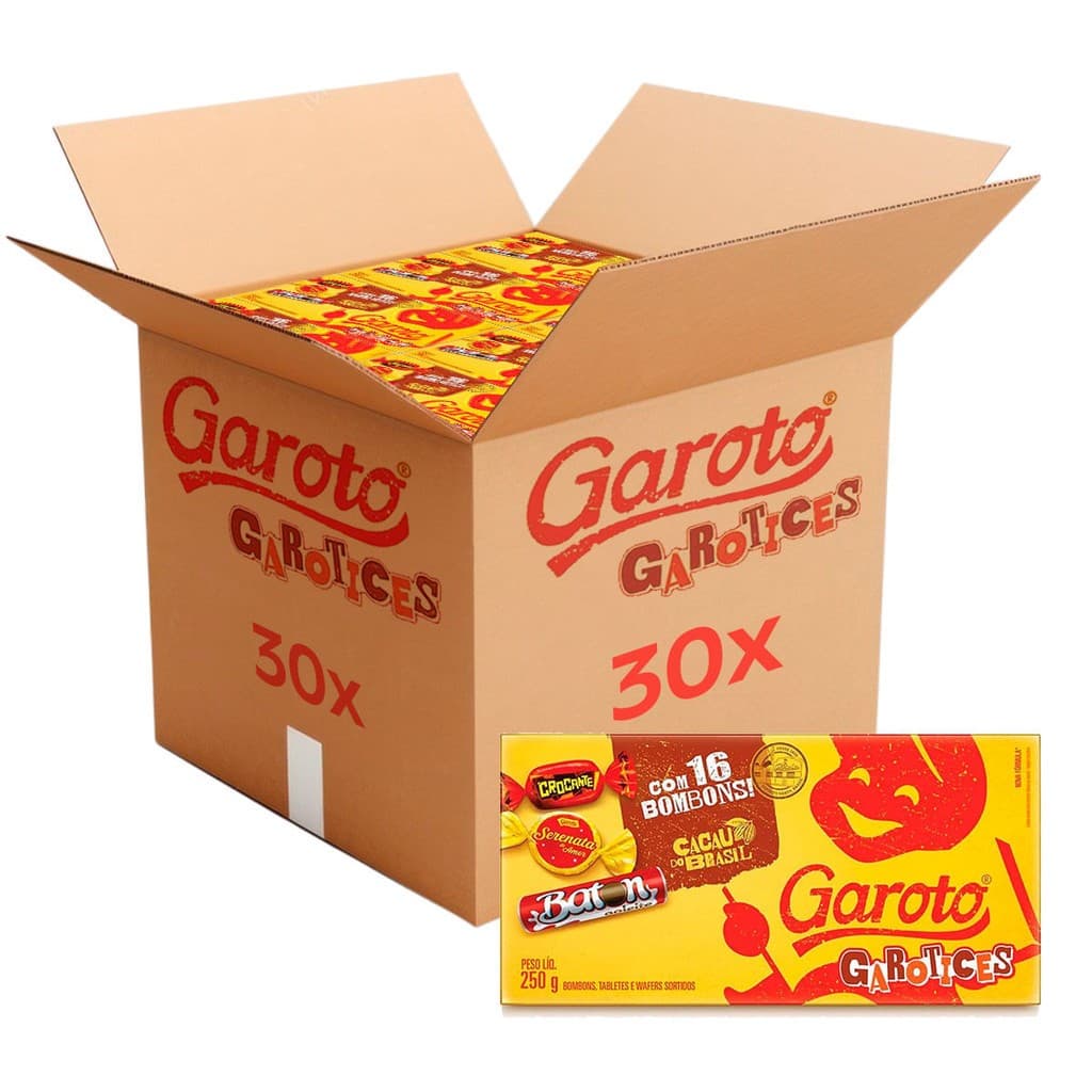 Kit 30 Caixas de Bombom Garoto 220g Chocolate Sortido Original Atacado para Revenda Promoção