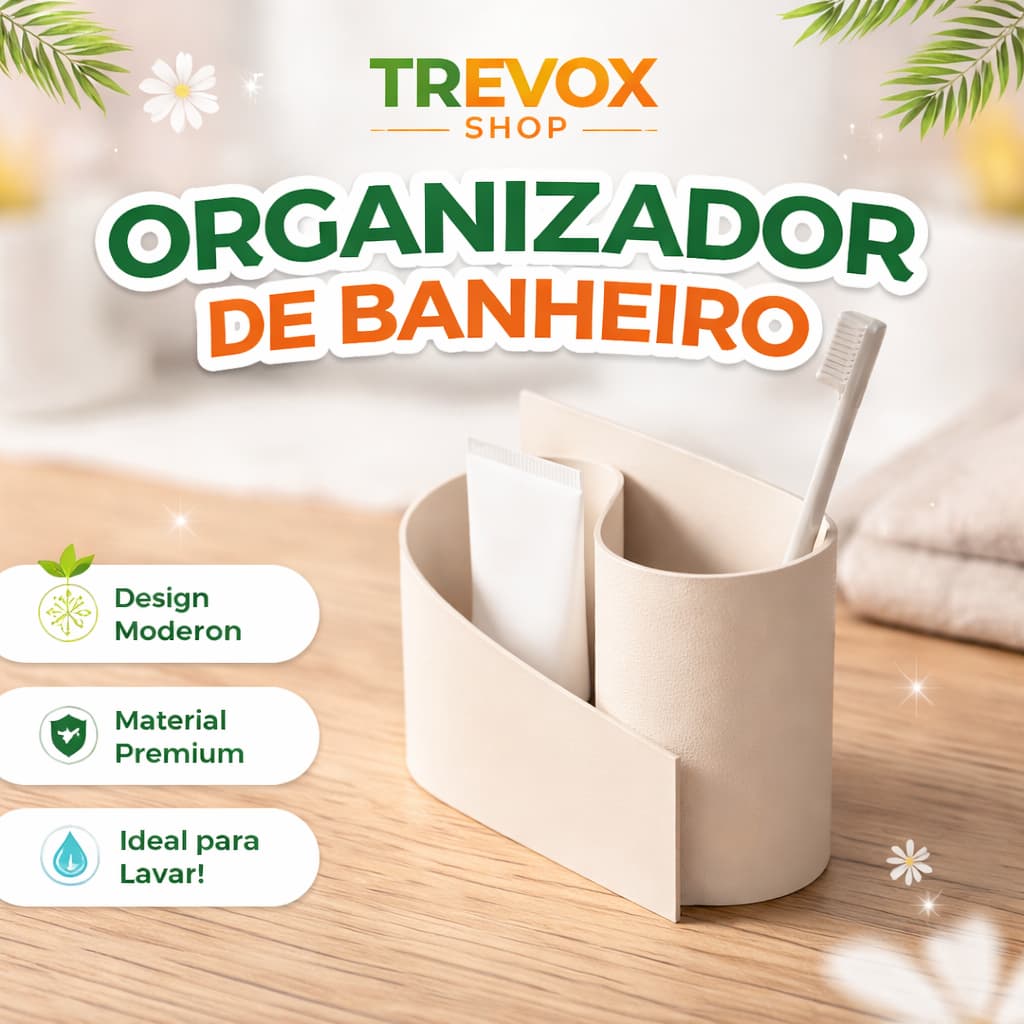 Organizador de Banheiro Porta Escova de Dente e Pasta para Bancada Lavabo Multiuso Pia Banheiro Lavabo Decoração