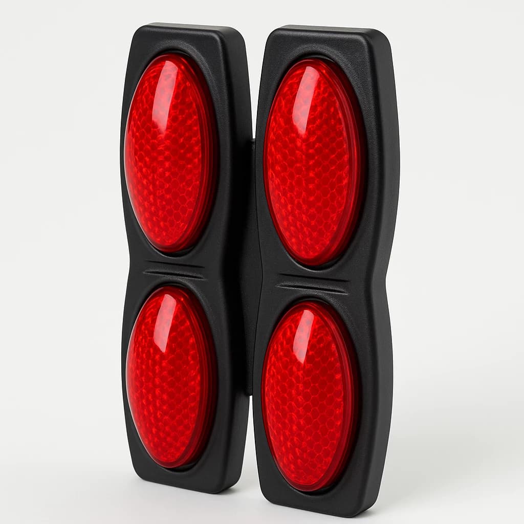 Kit 2 Pares Protetor Porta Automotivo Preto Carro Refletor Olho De Gato Vermelho Transparente