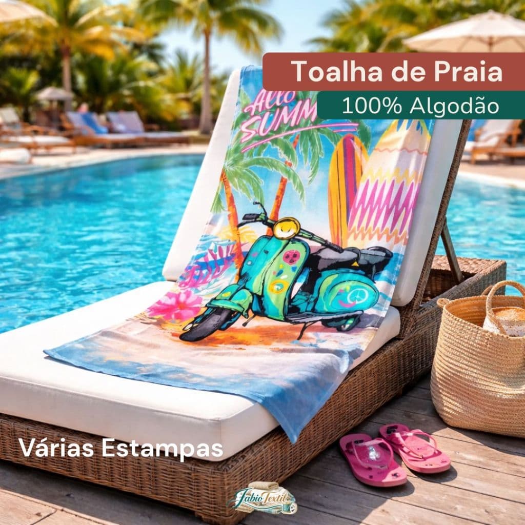 Toalha de Praia e Banho Aveludada 100% Algodão 1.40x0.70m