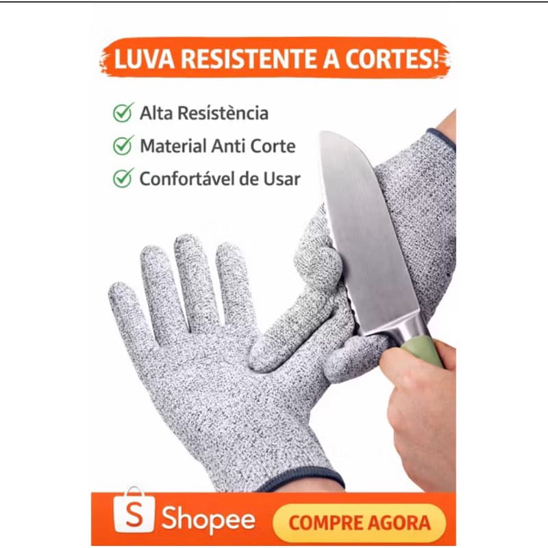 Luva Anticorte de Segurança Profissional para Cozinha Açougue Peixaria Jardinagem