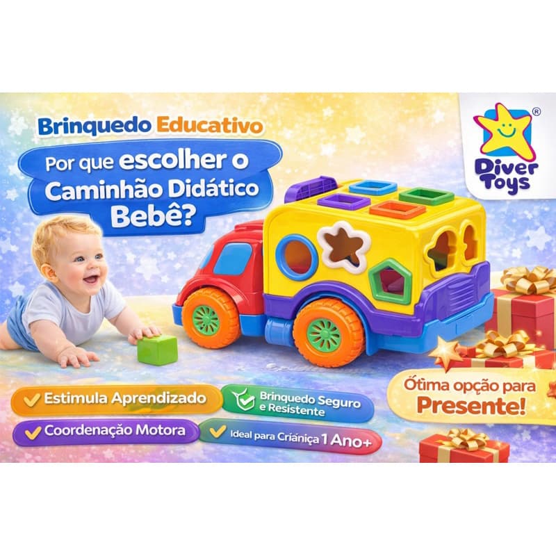 Carrinho/Caminhão Educativo Pedagogico Robustus Baby Divertoys
