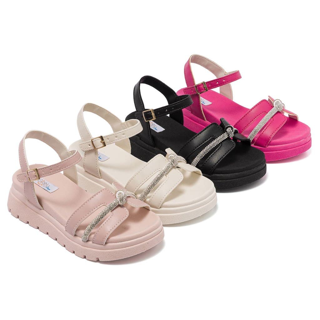 Sandália Flatform Infantil Menina Strass Confortável Brilho Ajuste Fácil Macio Glady Joy Promoção