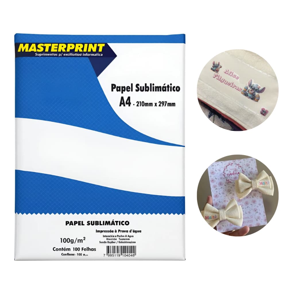 Papel Sublimático Fosco 100 Folhas A4 A Prova D' Água 210x297mm