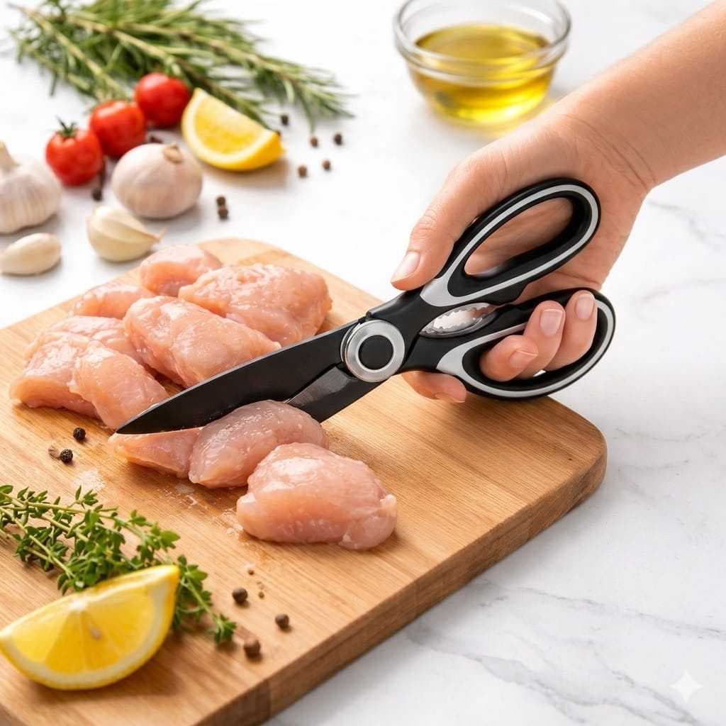 Tesoura de Cozinha Profissional Multiuso Aço Inox Reforçada Corte de Frango Carnes