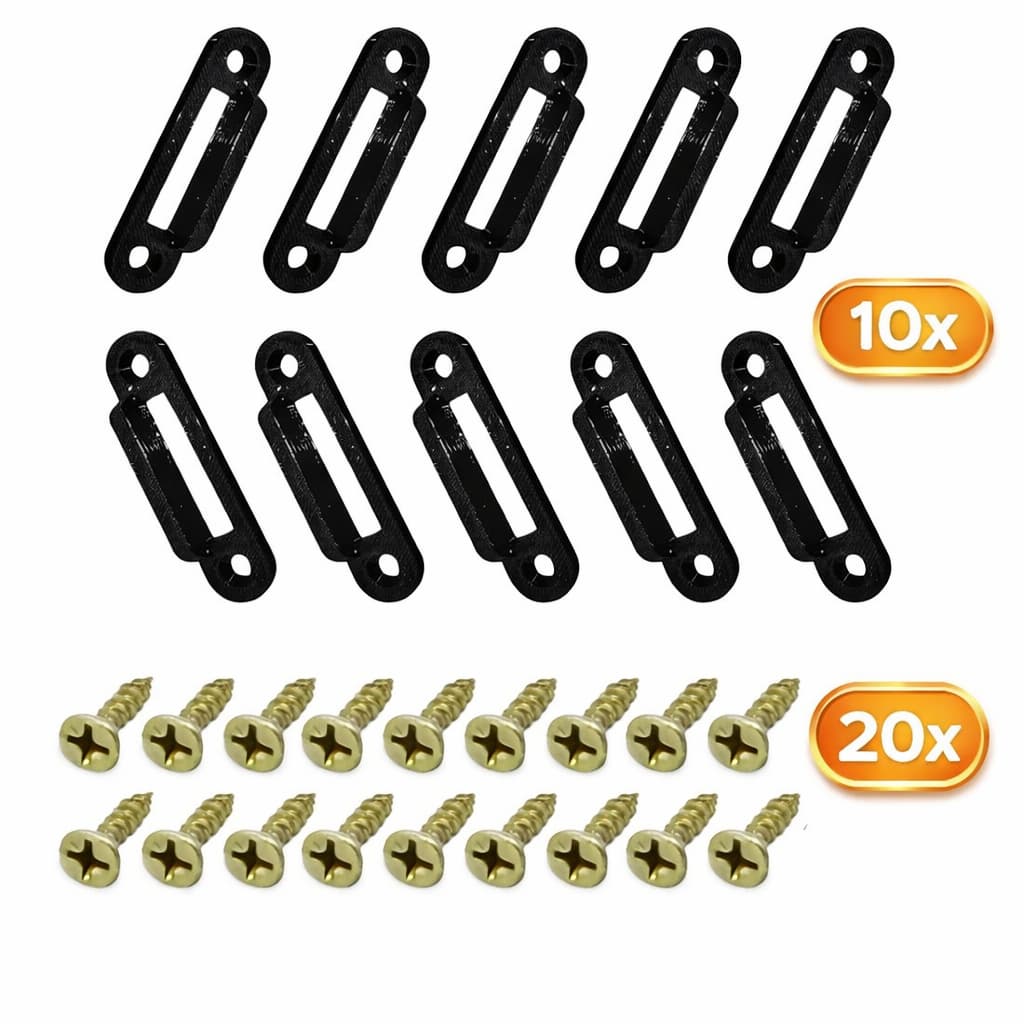 Kit com 10 presilhas salva fundo de gavetas + 20 parafusos