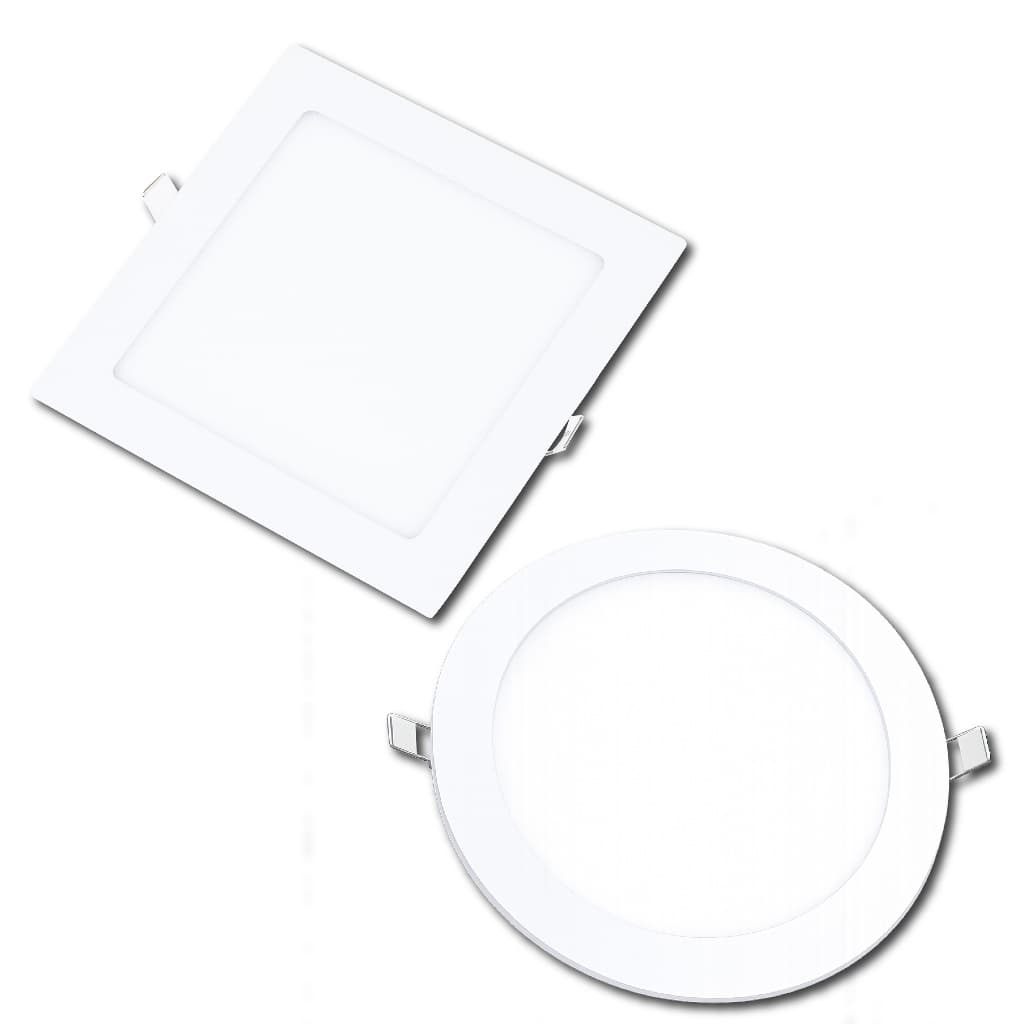 kit 5 Luminaria Painel Led 12w plafon  Bivolt Embutir Redondo e Quadrado