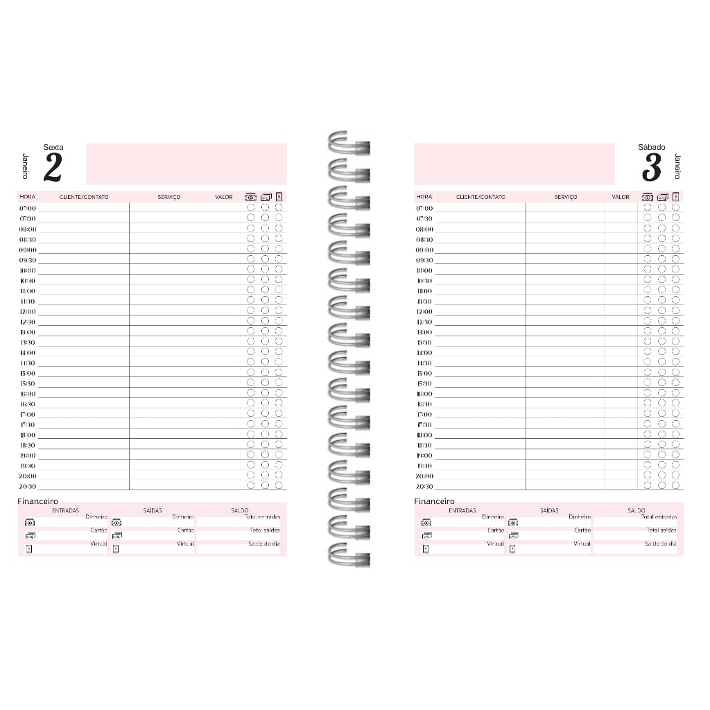 Refil Miolo de Agenda 2027 A5 - 1 Dia por Página (Não Furado) - Modelo #32