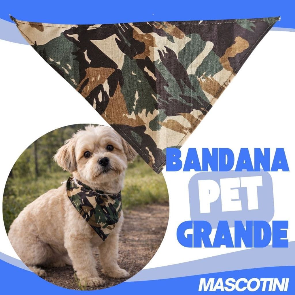 Bandanas Militar Grande Para Pets Cães E Gato 27cm Com Estampa Preto e Verde Lenço Bandaninha - Mascotini