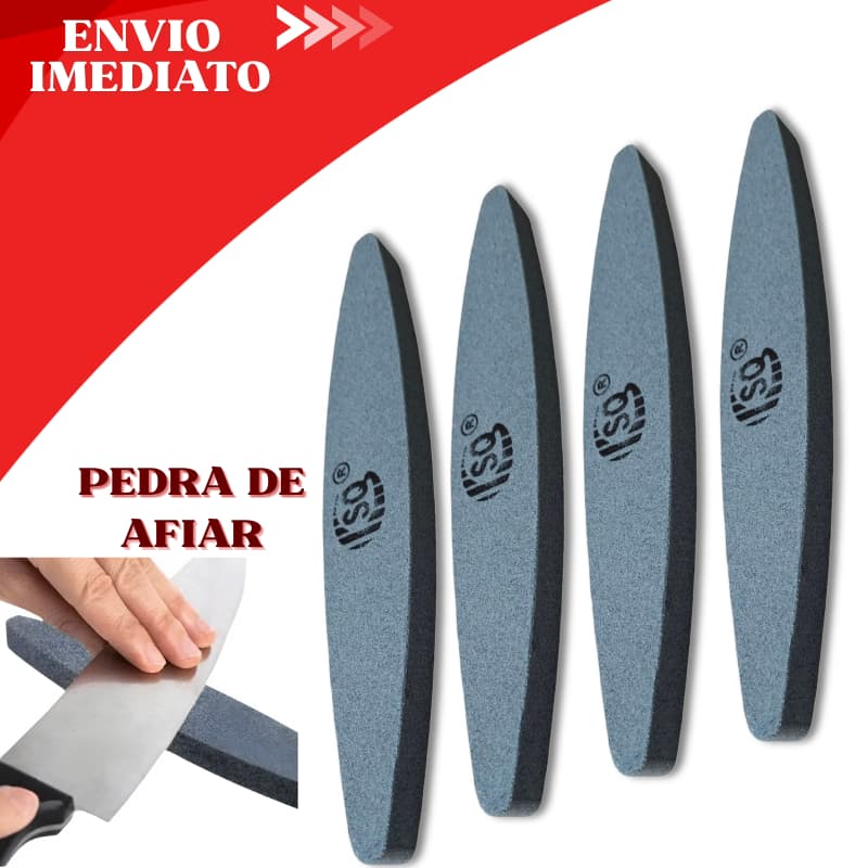 Kit 4 Pedra de Amolar Facas Afiador Manual Alta Durabilidade Chef Cozinha Churrascaria