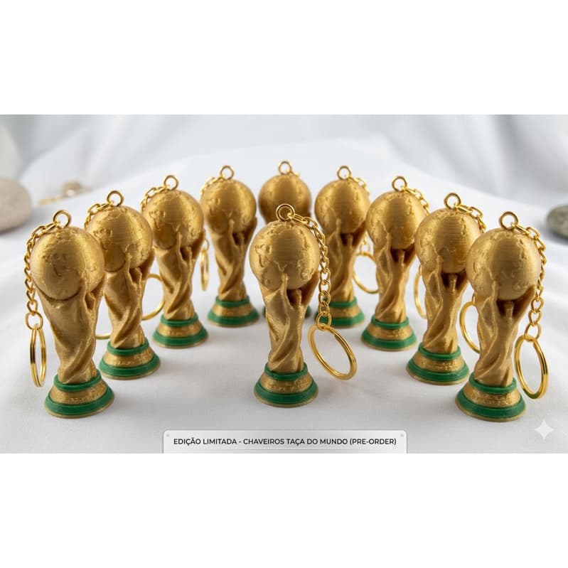 Kit 10 Chaveiros Taça da Copa do Mundo – Mini Troféu Colecionável 2026