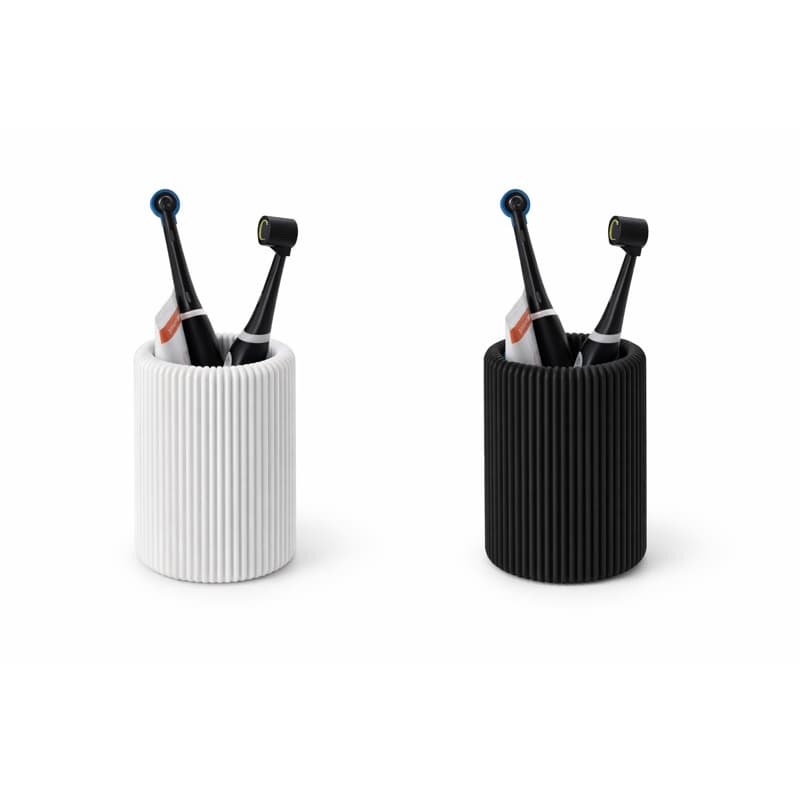 Porta Escova de Dentes Decorativo – Preto e Branco | Organizador de Banheiro Moderno