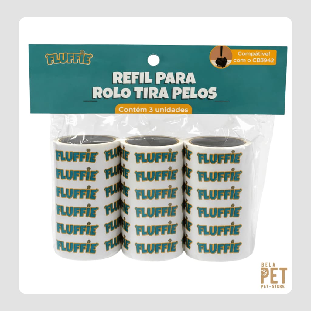 Refil para Rolo Tira Pelos Pet com 3 Unidades – Refil Adesivo para Removedor de Pelos