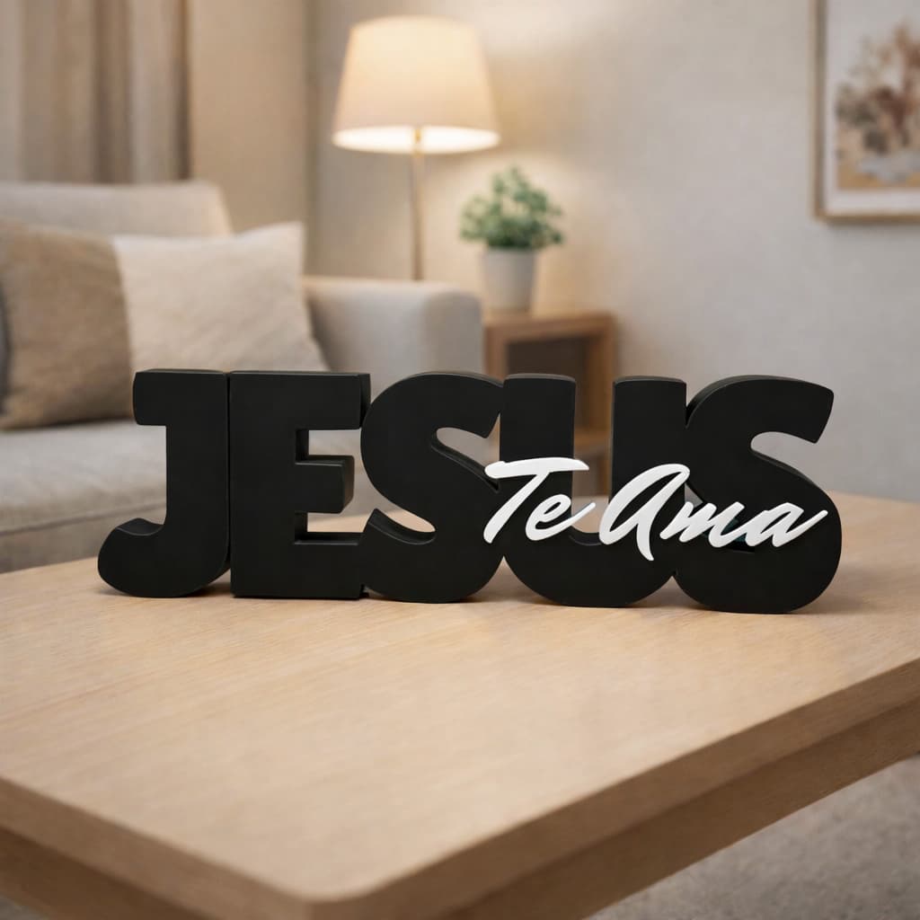 Letreiro Jesus Te Ama Decorativo Cristão Mesa Sala Quarto Presente Evangélico Decoração Lar