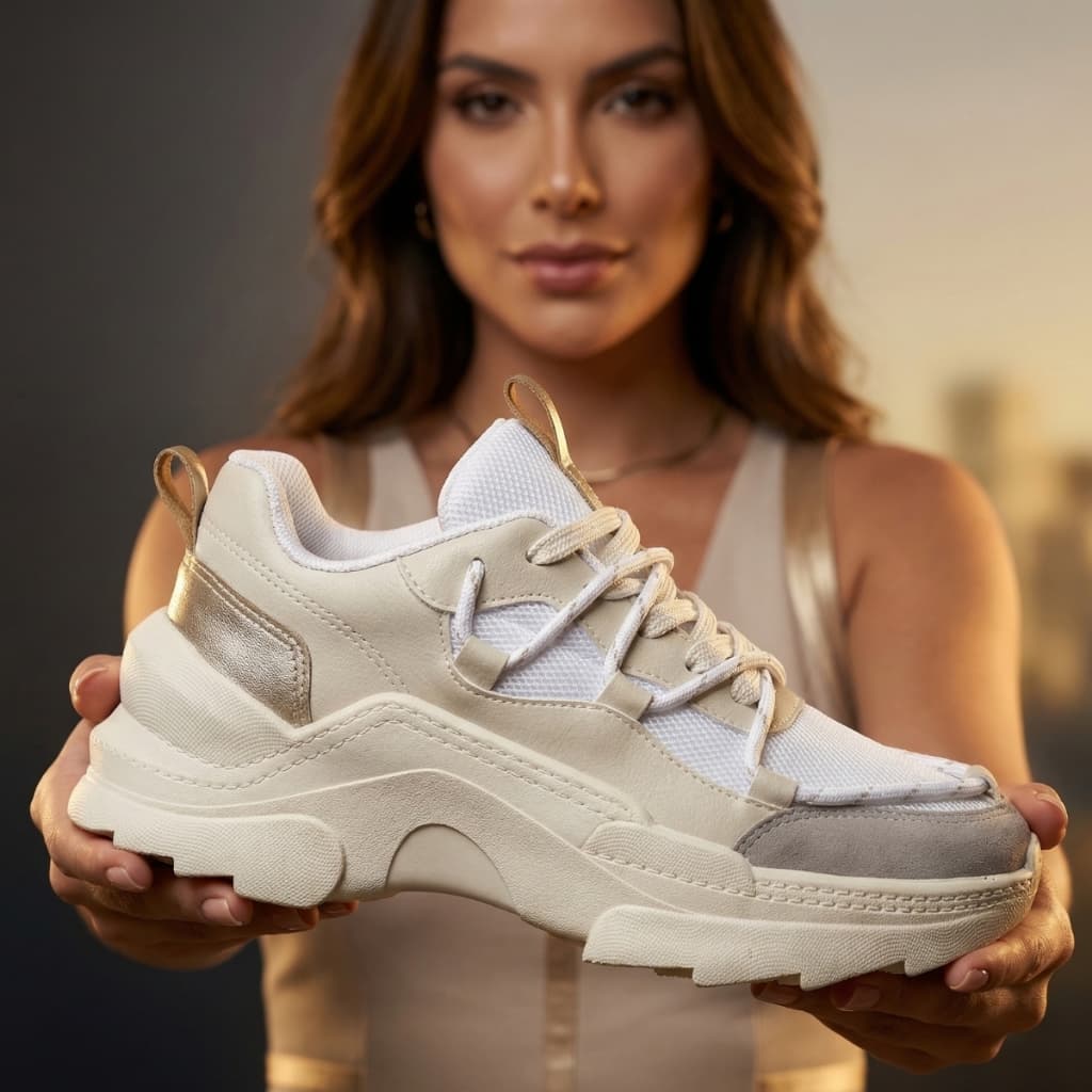 Tênis Sneaker Feminino Tratorado Plataforma, Design Moderno e Confortável