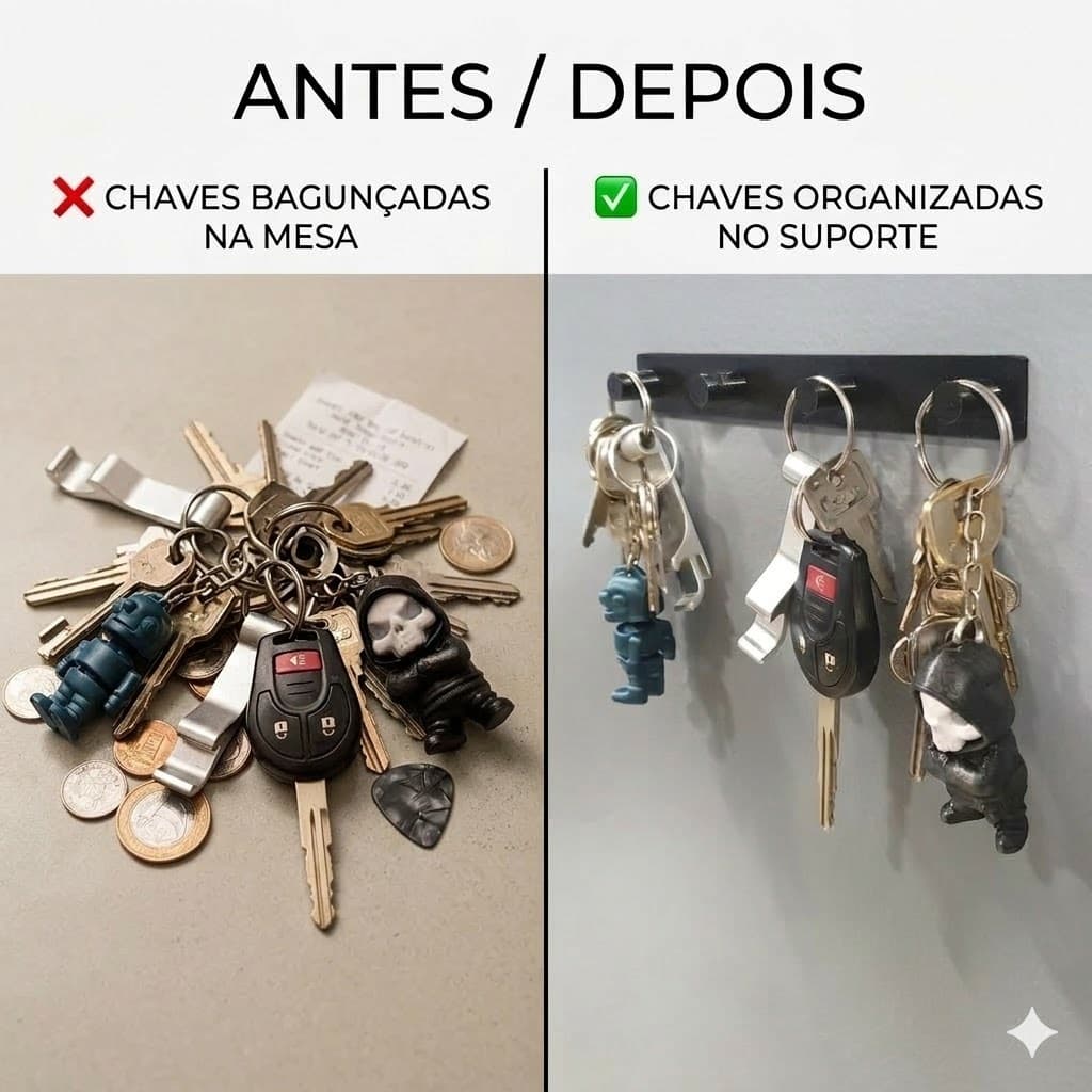 Suporte Porta Chaves de Parede Organizador Chaveiro Casa Apartamento