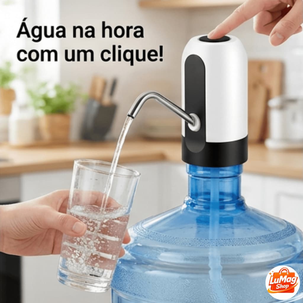 Bomba De Água Elétrica P/ Galão Garrafão Recarregável USB Universal Automática Botão Bico de Metal