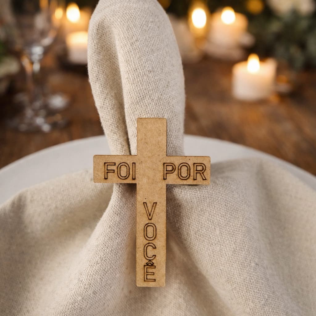 Kit 12 Porta Guardanapos Cruz Frase Foi Por Você Corte MDF Cru 3mm Laser