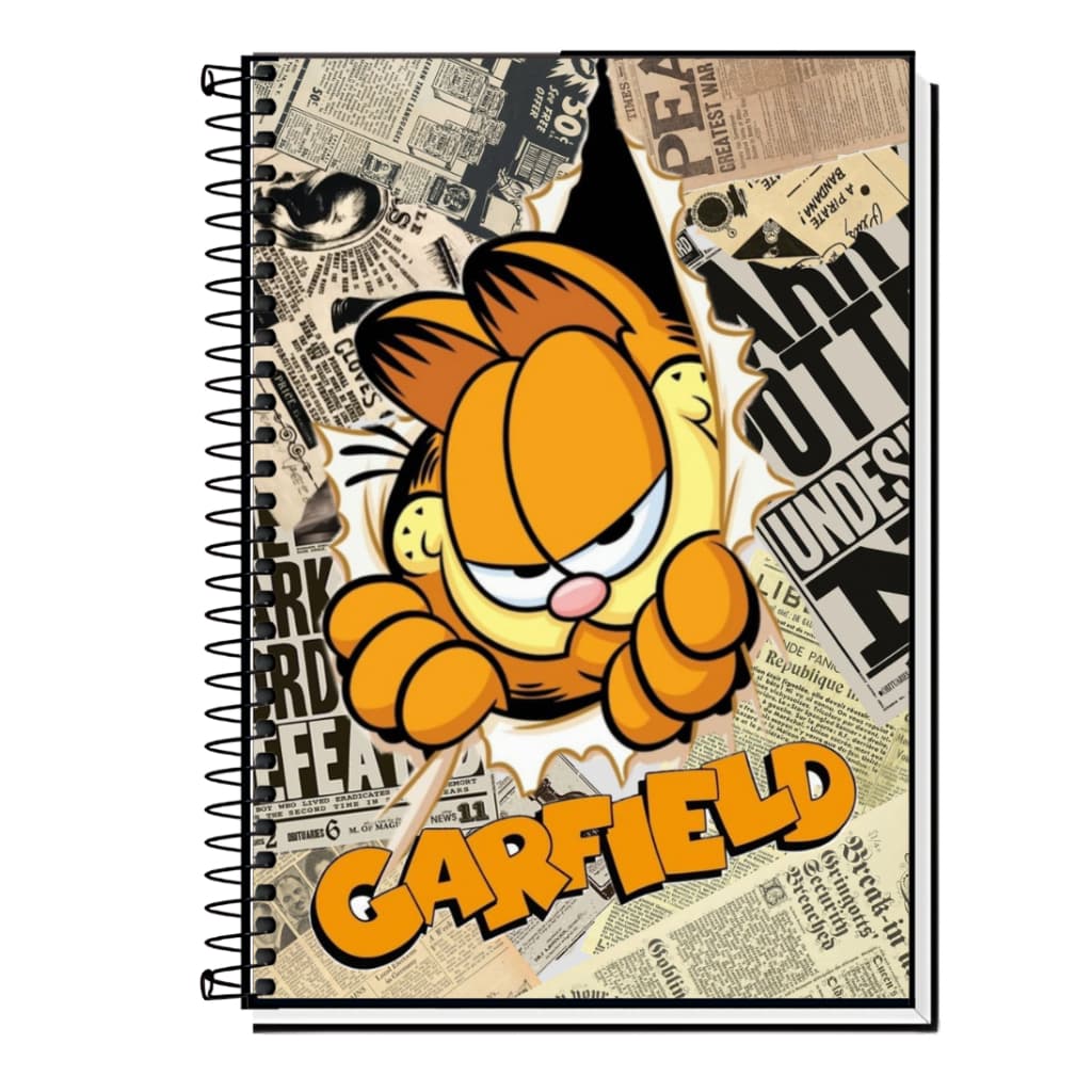Caderno Escolar Capa Dura - GARFIELD - 1, 10, 15 e 20 Matérias Universitário.