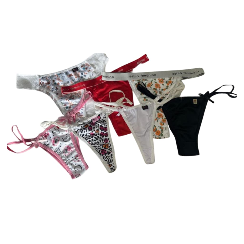 Kit 5 Calcinhas Feminina Poliester Calcinha Microfibra Modelos Variados Mix Calcinhas Lisa/Estampada