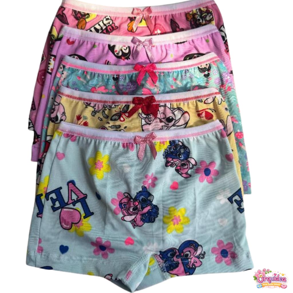 Kit Calcinhas Feminina Infantil com 05 Unidades Ultra Conforto e Qualidade - 0 a 10 anos