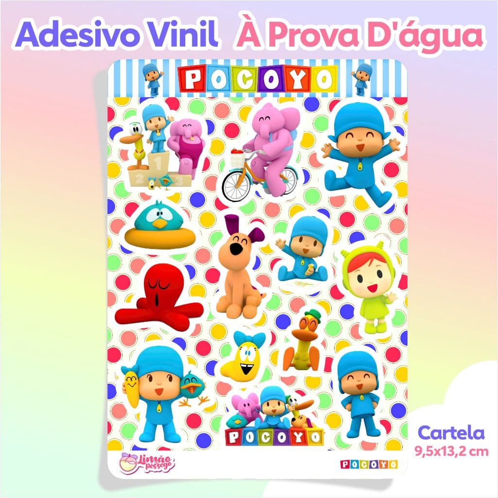 Adesivos Decorativos Pocoyo Vinil à Prova d'Água Planner Scrapbook lembrancinha Festa