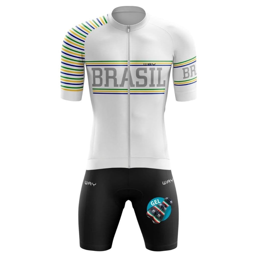Conjunto Masculino Ciclismo Camisa Premium Brasil Bermuda Short Gel Ciclista Pedal Bike MTB Speed