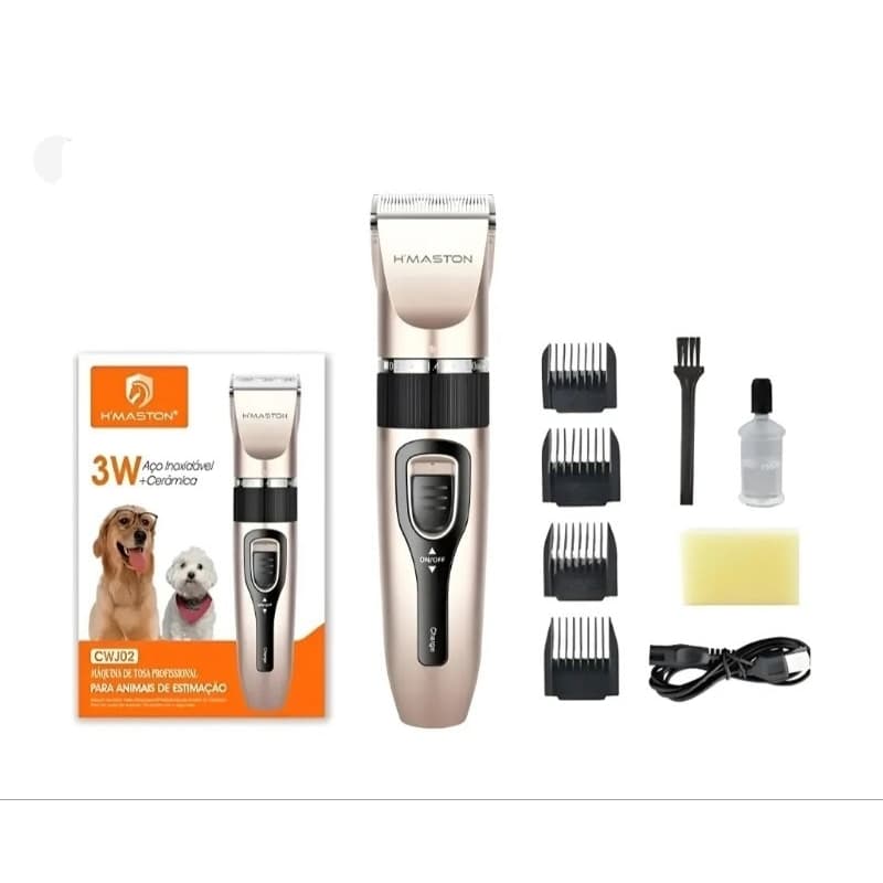 Máquina de Tosar Cachorro Para Pet Profissional 3W Sem Fio Silenciosa Recarregável USB Para Cães e Gatos kit completo