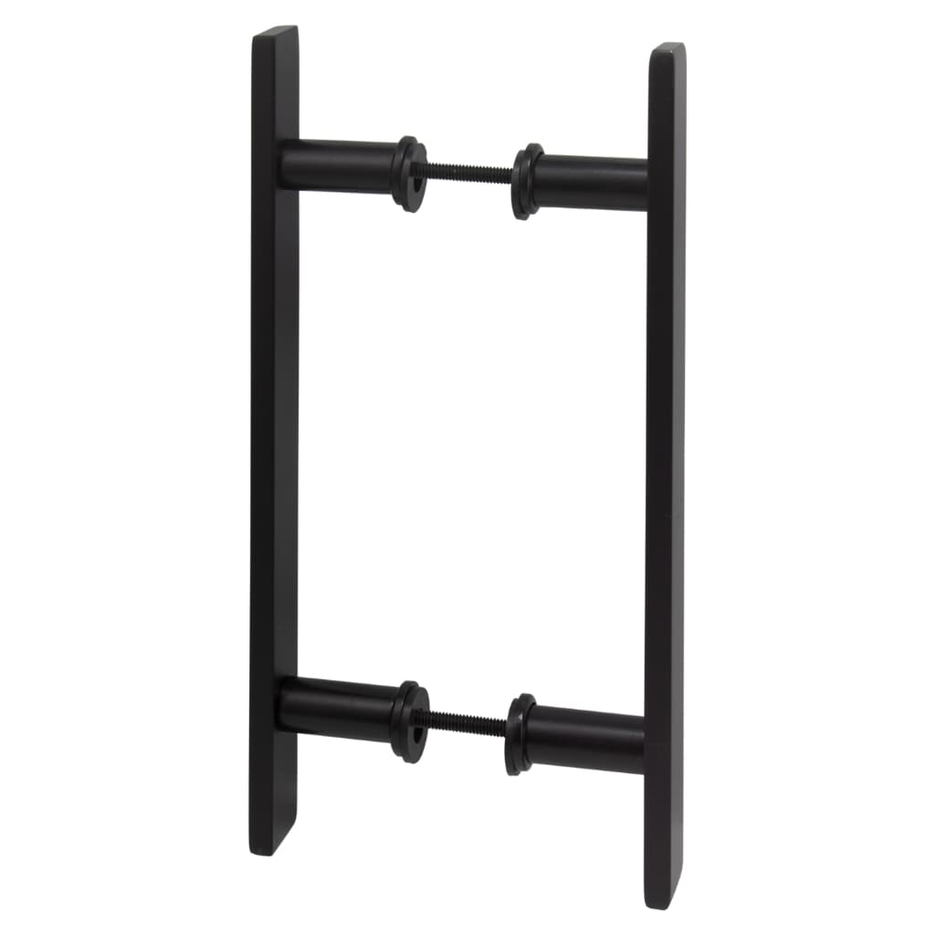 Puxador de Porta 30 CM (20 CM ENTRE FUROS) Retangular Alumínio Preto Fosco Portão Madeira Vidro Aço