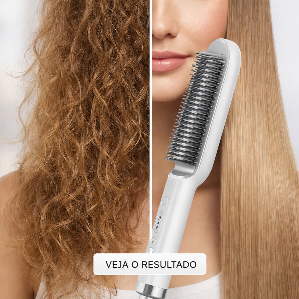 Escova Alisadora Elétrica Bivolt 5 em 1 Profissional Temperatura Ajustável Anti Frizz