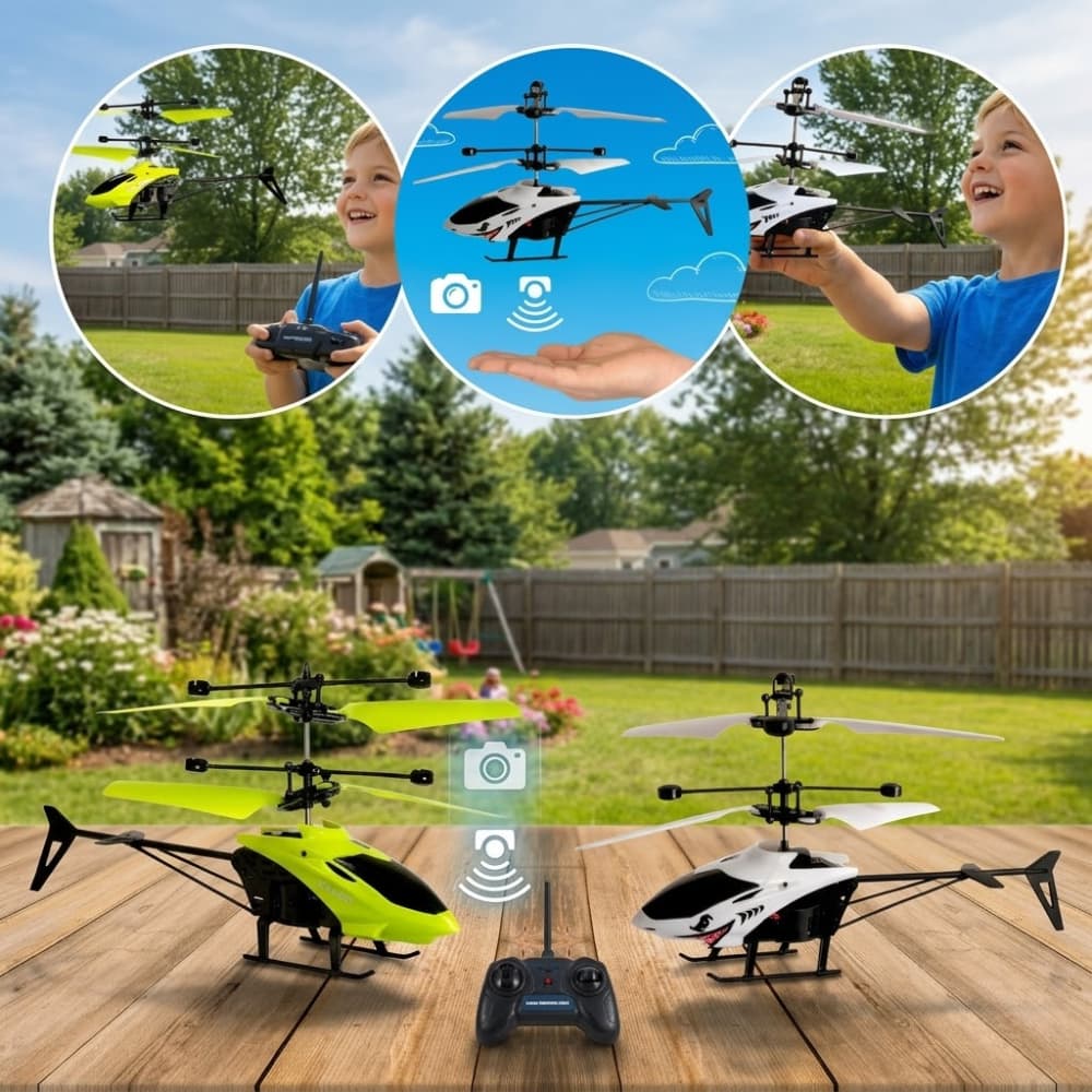 Helicóptero Infantil Recarregável Com Sensor De Movimento Voo Estável Com Luz LED Brinquedo Interativo