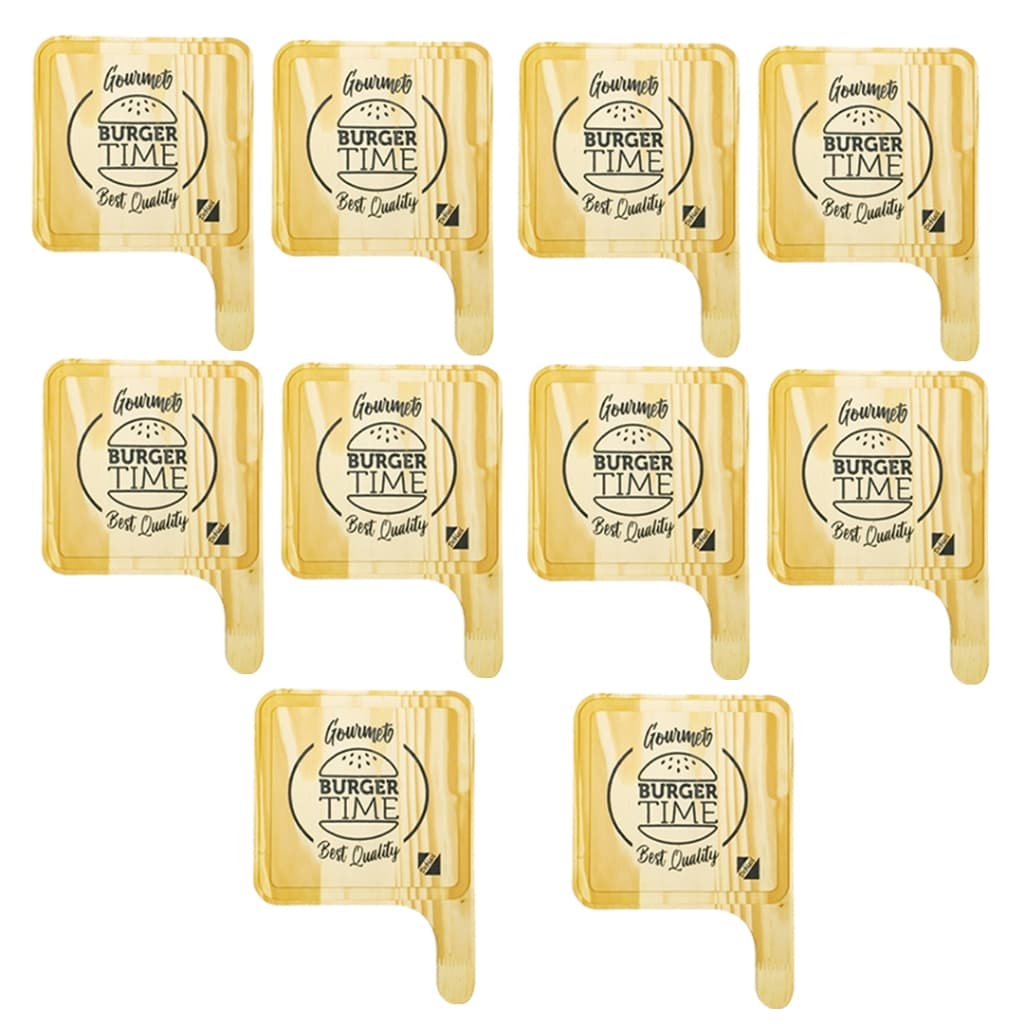 OFERTA 9.9 KIT 10 Tábuas de Madeira Natural Hamburguer "Burguer Time" Cozinha, Petiscos