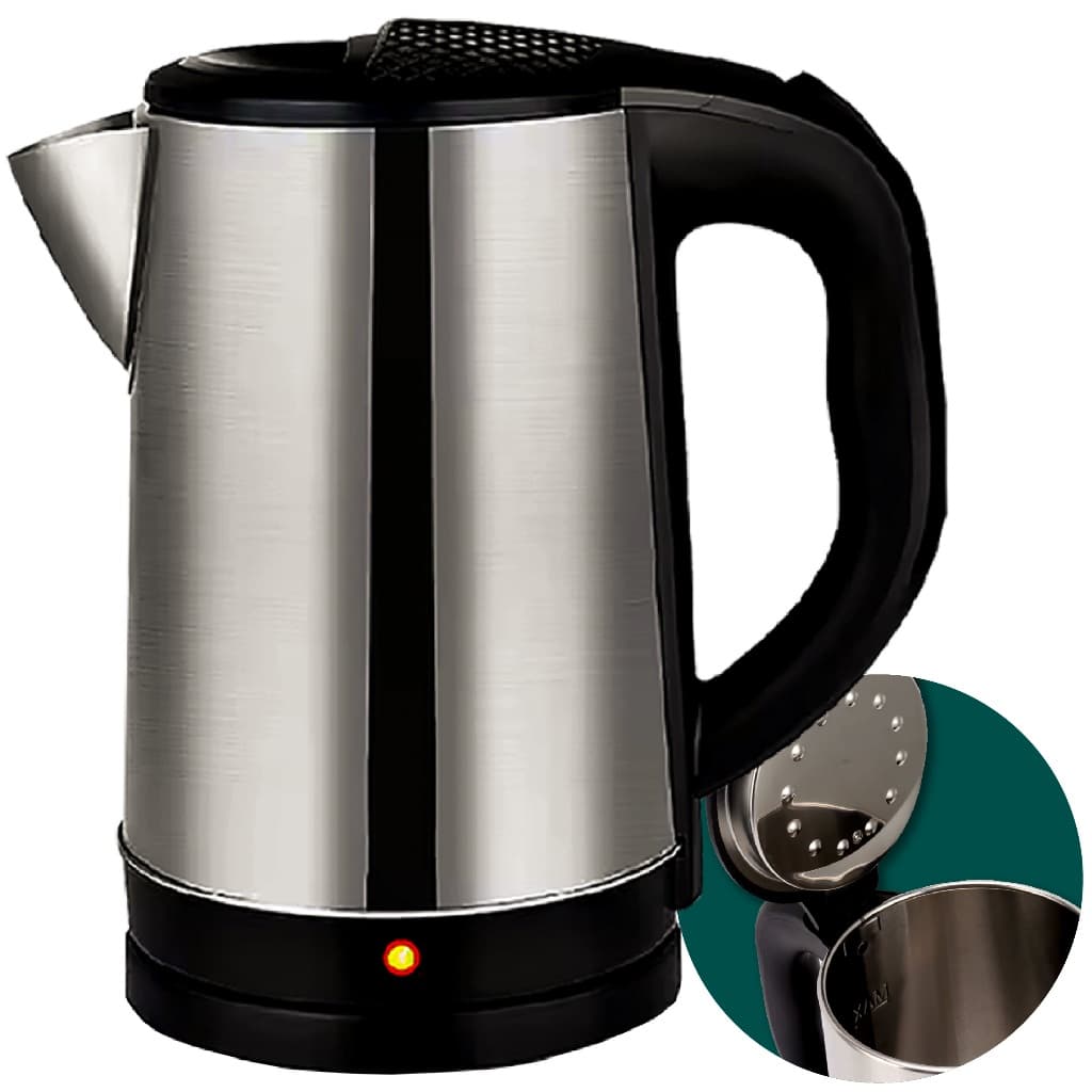 Chaleira Elétrica 1.8 Litros Jarra De Aço Inoxidável 1500W 110V OU 220v Completa Top