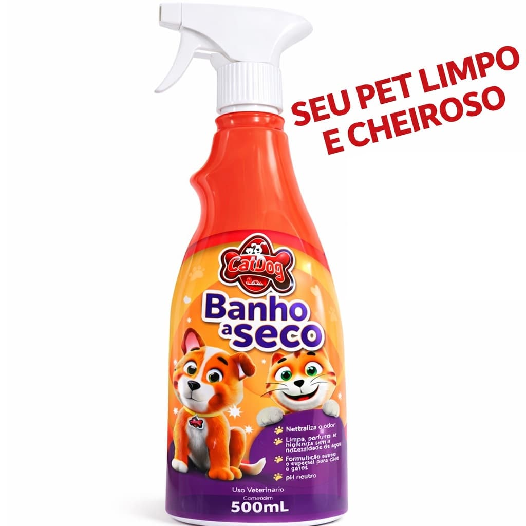 Banho a Seco Cachorro 500ml Cat Dog - Limpeza eficaz sem água para manter o pelo do seu pet sempre limpo e macio