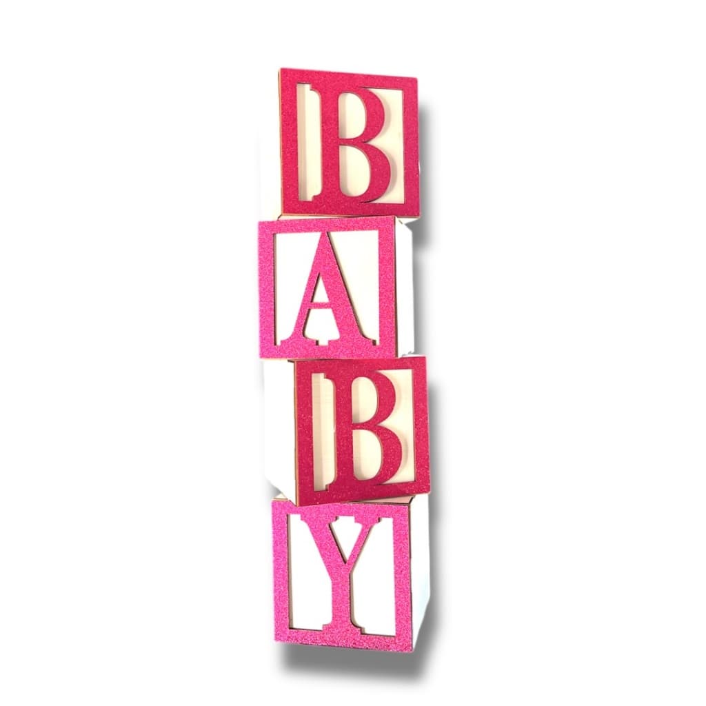 Cubo Baby Decoração de Festa Decoração Rosa Revelação MDF Chá de Bebê