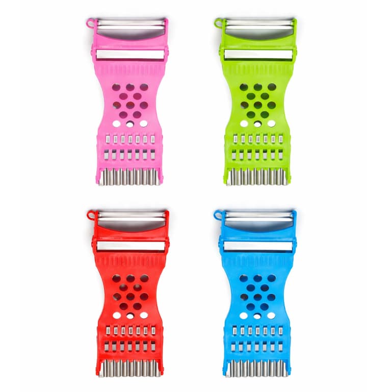 Kit 2 Raladores Multiuso 4 em 1 - Cortador, Fatiador e Descascador 16cm Utensílio de Cozinha Prático