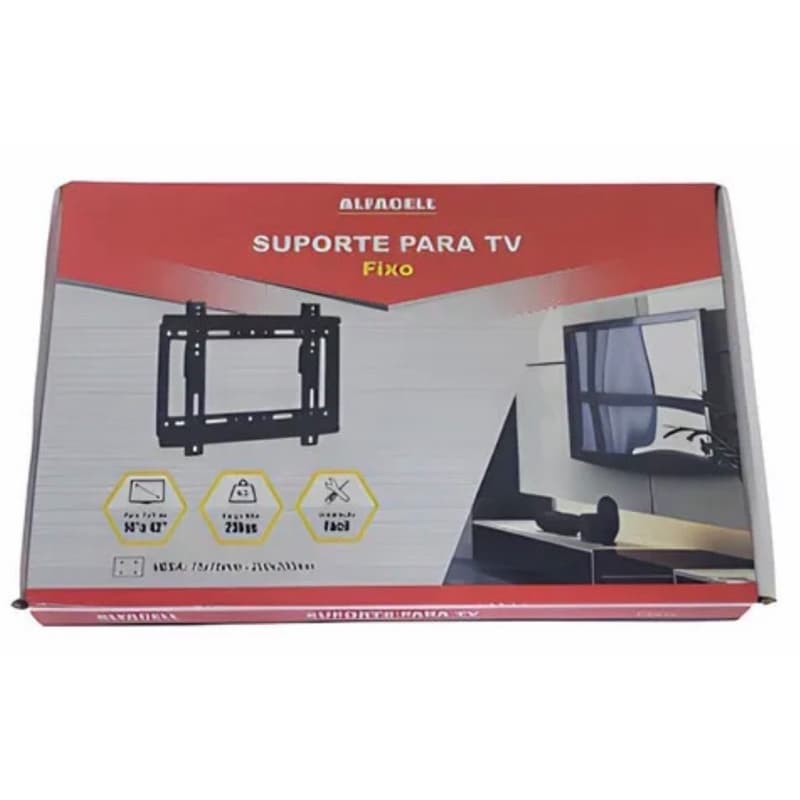 Suporte Para Tv Fixo De Parede Trilho Led Lcd 14 A 42 Polegadas Alfacell Preto