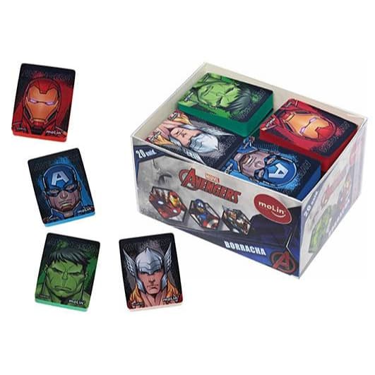 Borracha Escolar Avengers Molin Decorada Sortida – Não Tóxica, Material Escolar Infantil