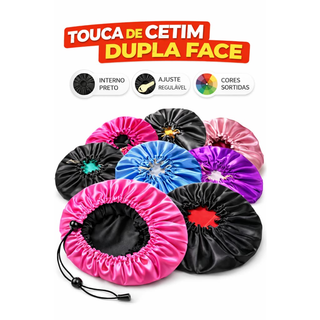 Kit Atacado Touca de Cetim Dupla Face antifriz Lançamento Luxo 3/6/9/12 Touca Dupla