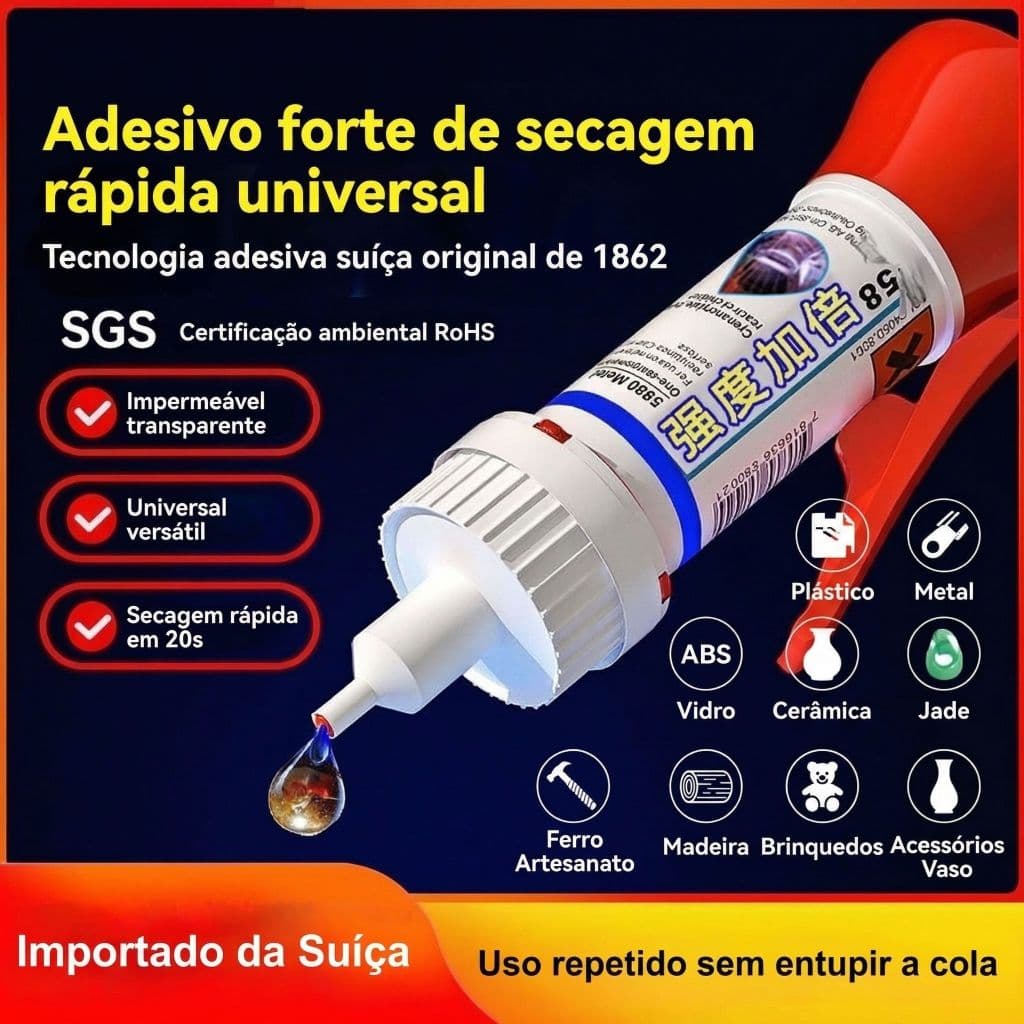 Aleyro Cola 5210 Ultra Forte - Impermeável e Rápida Secagem| Impermeável, Rápida Secagem e Uso Geral para Metal