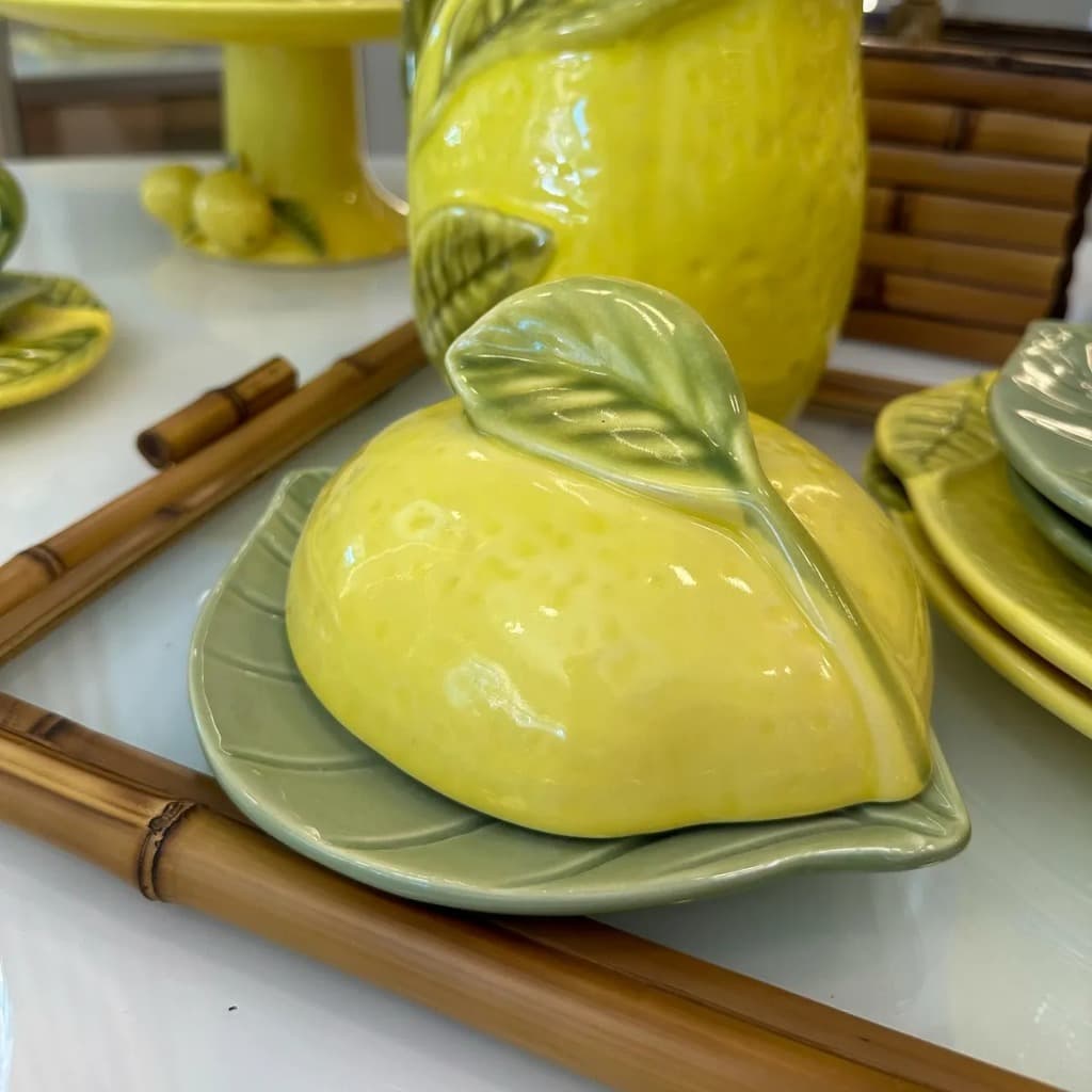 Manteigueira Cerâmica Limão Siciliano Scalla Mesa Posta Verde-claro