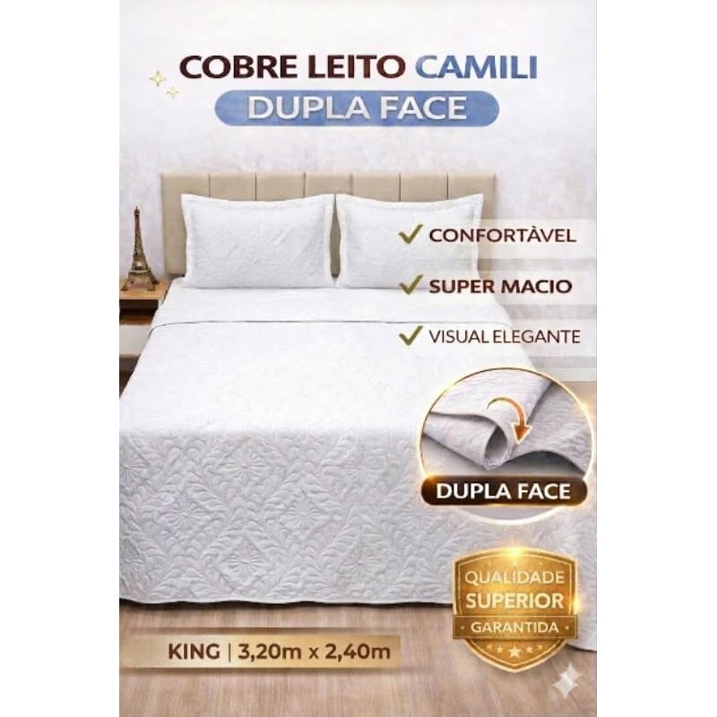 Cobre Leito King Dupla Face  Camili Ultrassônico Colcha Leve Macia Moderna