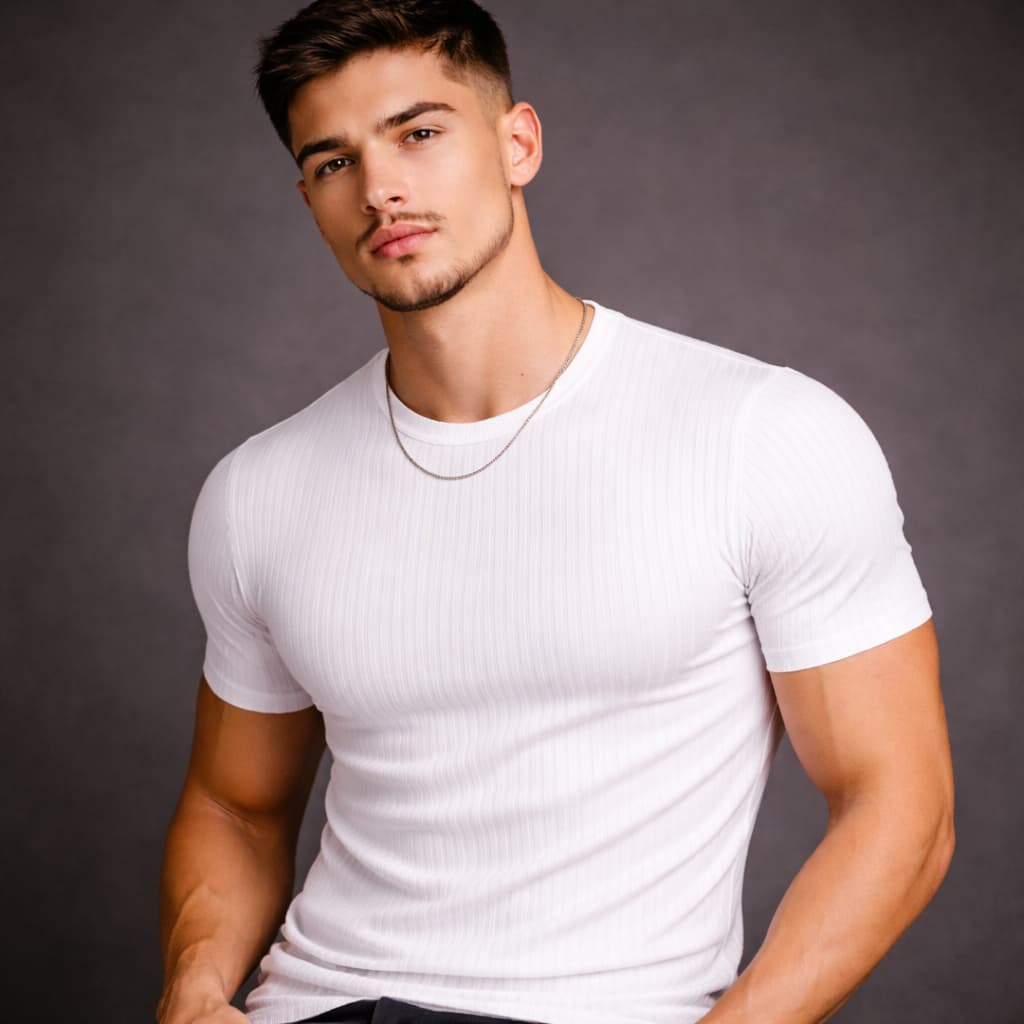 Camiseta Masculina Canelada Slim Americana Rapper Premium Ajustada Básica Casual