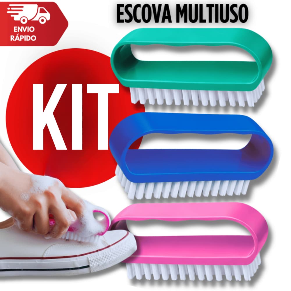 Kit Escova Multiuso Limpeza Tênis Roupas Sapatos  Cerdas Firmes Limpeza Domestica Utilidades