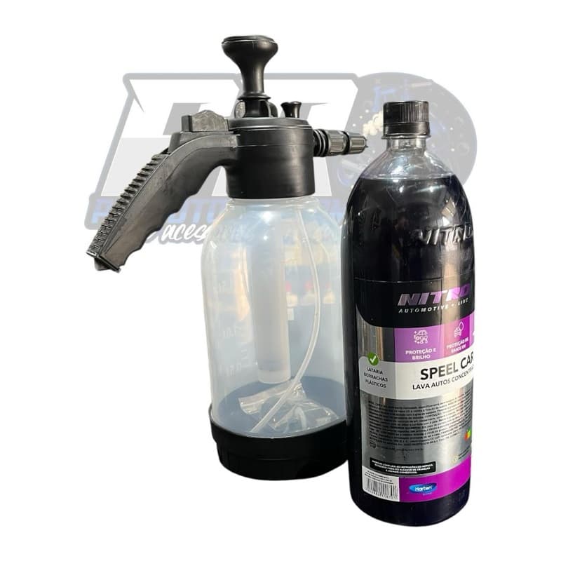 Kit pulverizador manual 2L + shampoo speel car 1,5 limpeza profunda