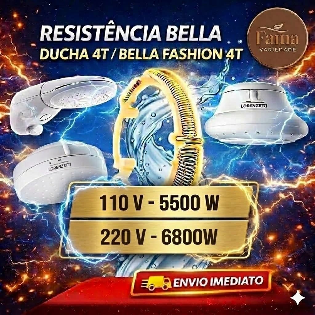 Resistência Compatível com chuveiro Bella Ducha 4T / D.Fashion 4t / Ultra 4T –220V 6800W