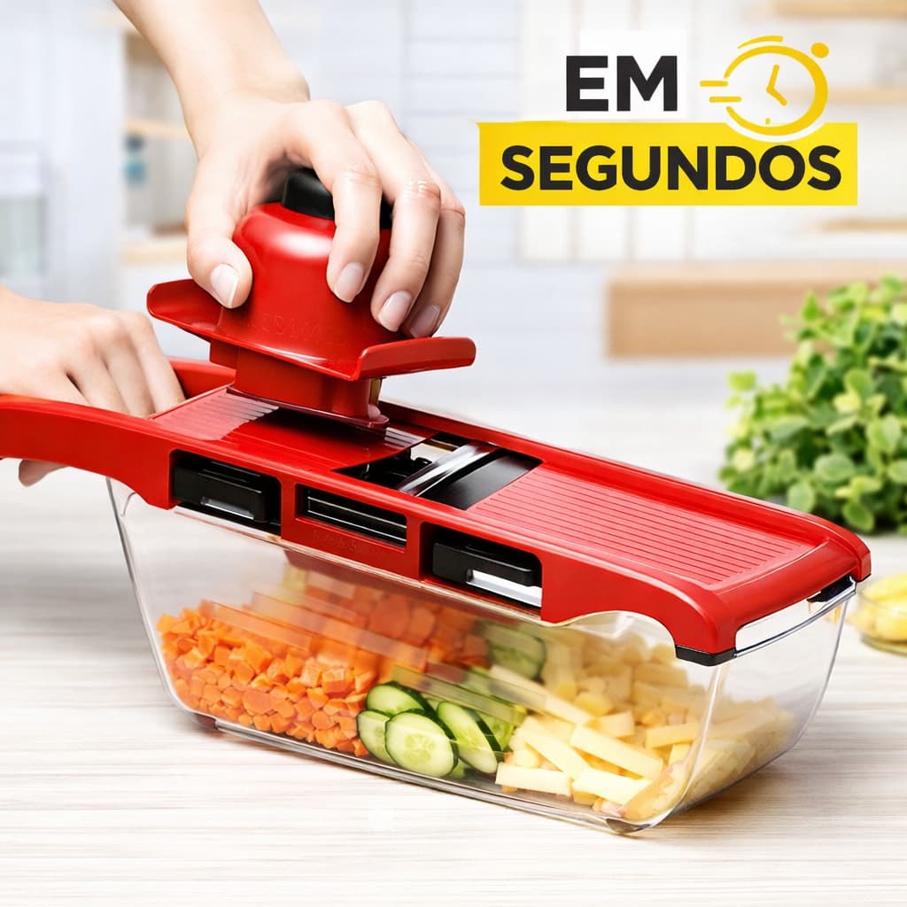Cortador de Legumes 6 em 1 Mandoline Multifuncional Aço Inox Fatiador Triturador BM-A16