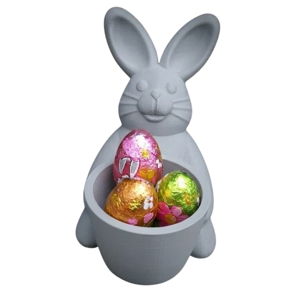 Coelhinho da Páscoa com Cestinha para Doces Porta Bombom 3D Lembrancinha Criativa Reutilizável