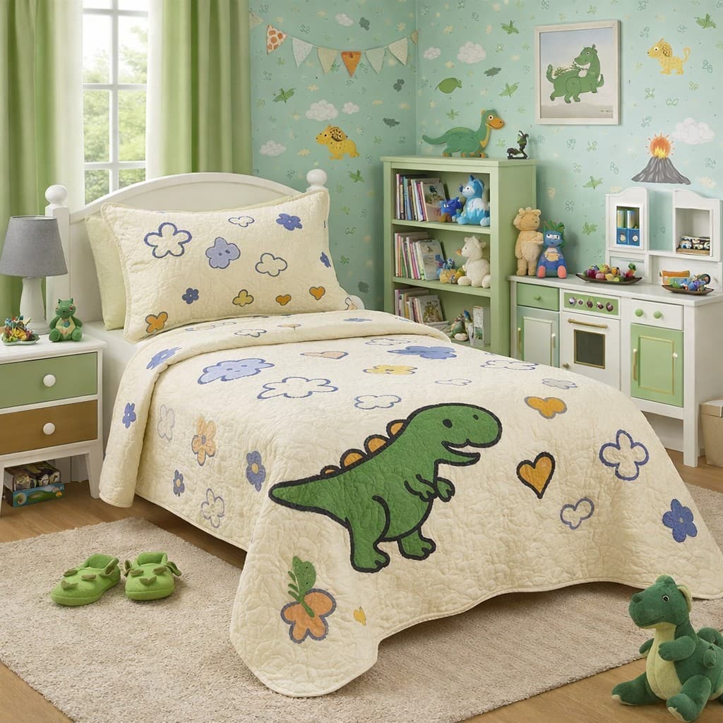 Kit Colcha Boutis Cobre Leito Solteiro Infantil Menina 2 Peças