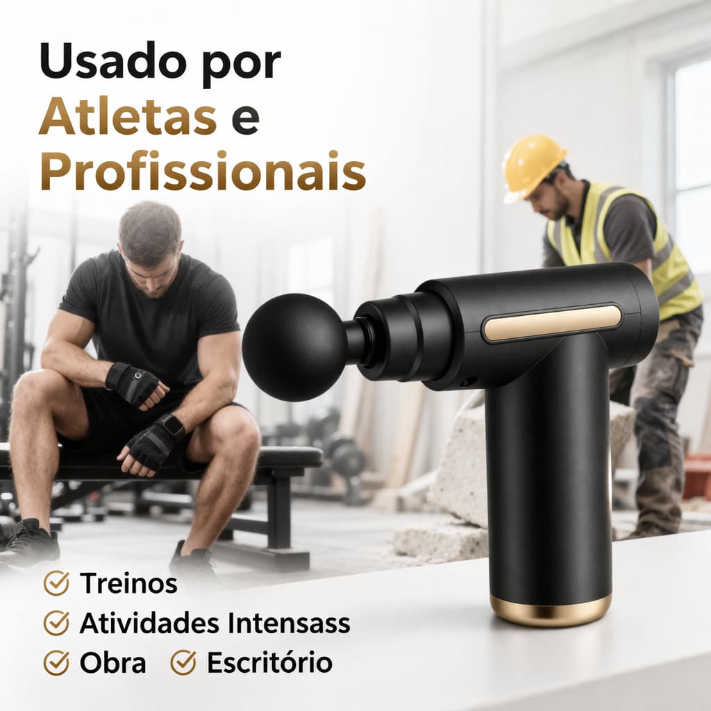 Pistola Massageadora Profissional 6 Velocidades Portátil Elétrica com Acessórios Muscular
